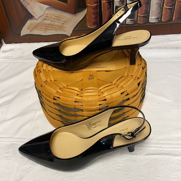 Black Patent Leather Heels Shoes Slingback Size 7 - Picture 3 of 6